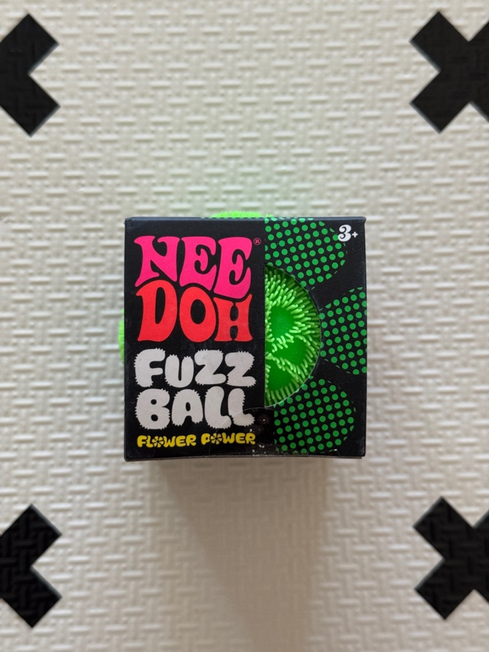 Green NeeDoh Fuzz Ball Flower Power Squishy Tot - NIB Sealed